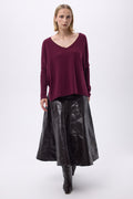 Pull Col V Poncho F Zancha - Lie De Vin - Femme