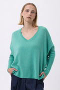 Pull Col V Poncho F Zancha - Vert Pastel - Femme