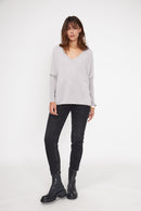 Pull Col V Poncho Zancha - Gris Clair