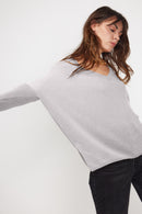 Pull Col V Poncho Zancha - Gris Clair
