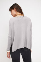 Pull Col V Poncho Zancha - Gris Clair