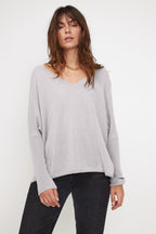 Pull Col V Poncho Zancha - Gris Clair