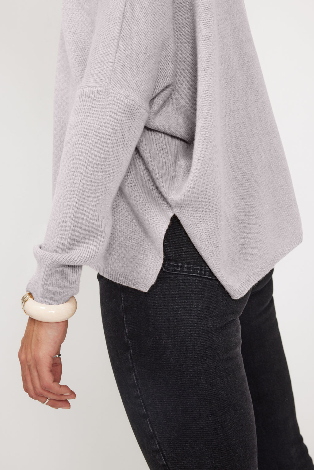 Pull Col V Poncho Zancha - Gris Clair