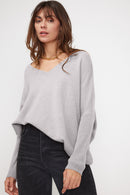 Pull Col V Poncho Zancha - Gris Clair