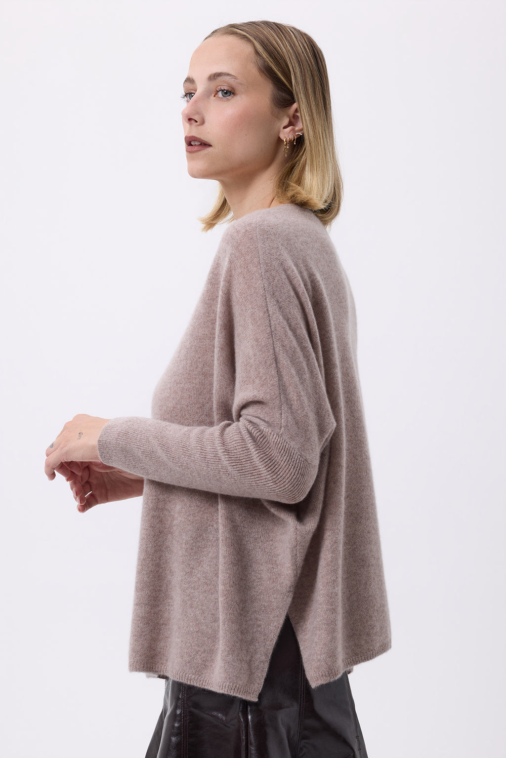 Pull Col V Poncho F Zancha - Taupe - Femme