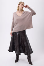 Pull Col V Poncho F Zancha - Taupe - Femme