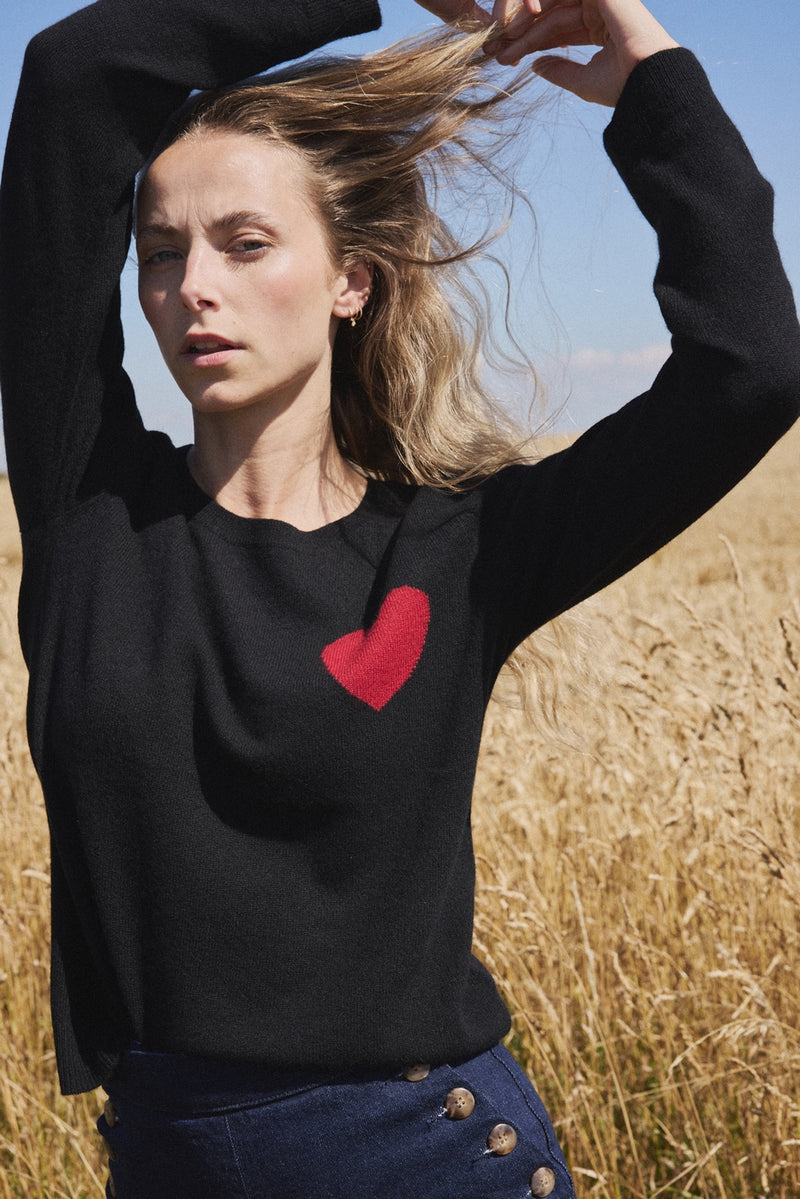 Zaphira Crewneck Sweater - Black - 100% Recycled Cashmere - Woman