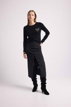Pull Col Rond Love Heritage Zaphira - Noir Doré - Femme