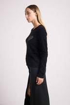 Pull Col Rond Love Heritage Zaphira - Noir Doré - Femme