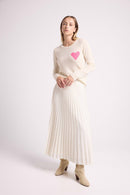 Pull Col Rond Love Heritage Zaphira - Blanc Rose Fluo