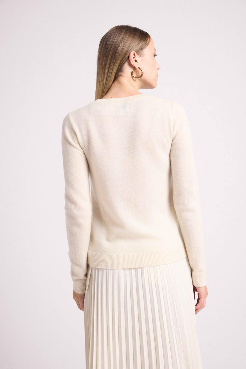 Pull Col Rond Love Heritage Zaphira - Blanc Rose Fluo