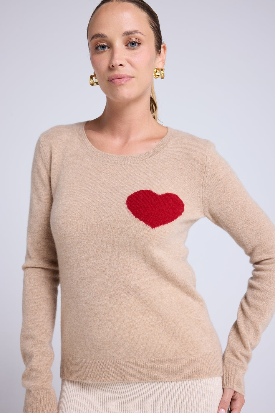 Maglione Girocollo Love Heritage Zaphira - Beige Crema Rosso