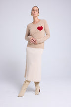 Maglione Girocollo Love Heritage Zaphira - Beige Crema Rosso