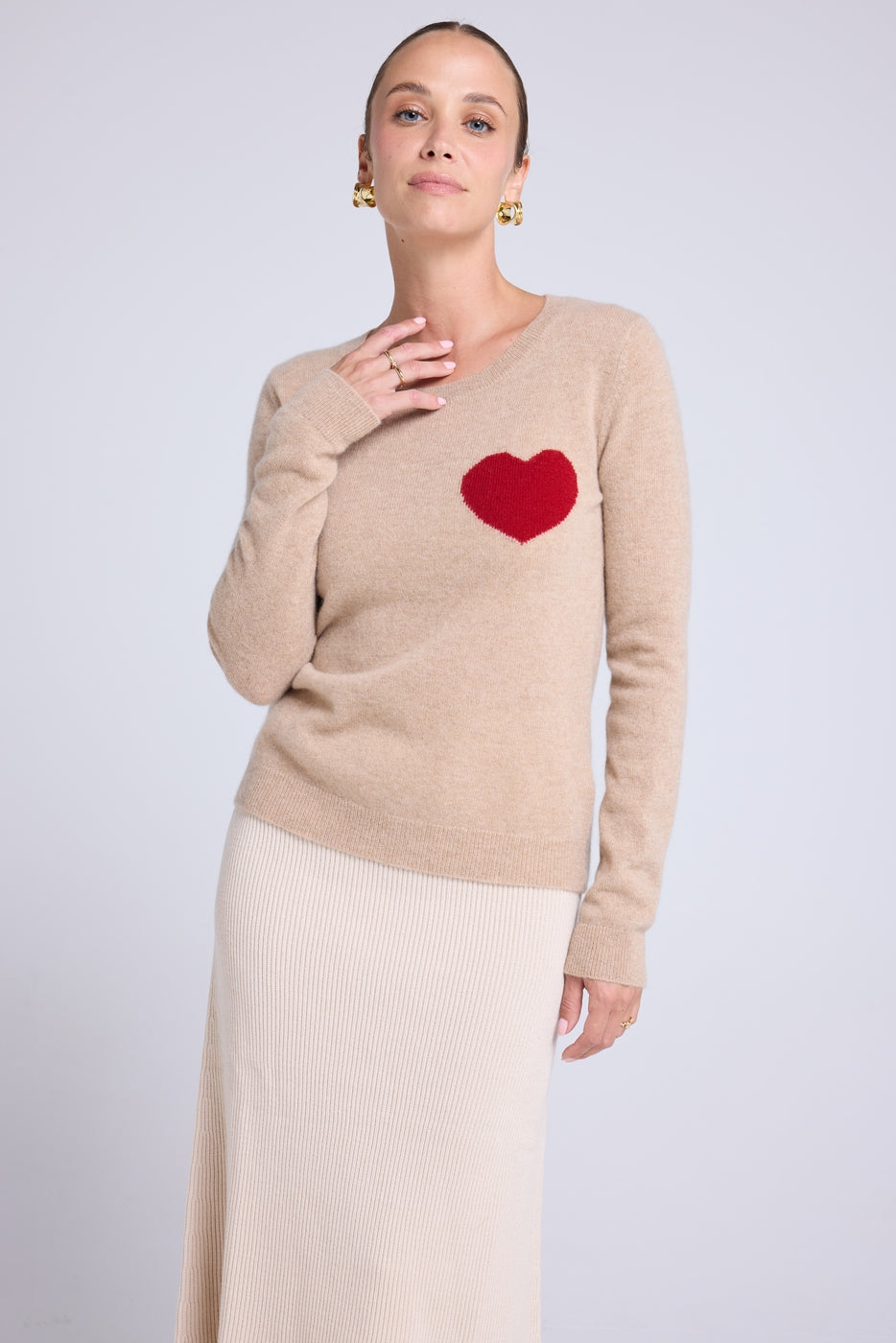 Maglione Girocollo Love Heritage Zaphira - Beige Crema Rosso