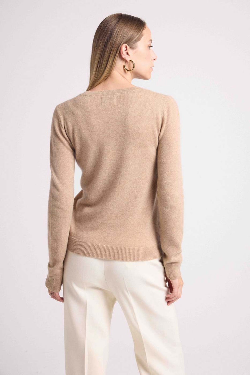 Pull Col Rond Love Heritage Zaphira - Beige Crème Blanc