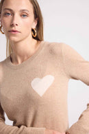 Pull Col Rond Love Heritage Zaphira - Beige Crème Blanc