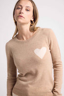 Pull Col Rond Love Heritage Zaphira - Beige Crème Blanc
