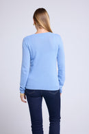 Pull Col Rond Love Heritage Zaphira - Bleu Ciel Rouge