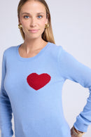 Pull Col Rond Love Heritage Zaphira - Bleu Ciel Rouge