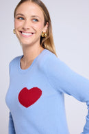 Pull Col Rond Love Heritage Zaphira - Bleu Ciel Rouge