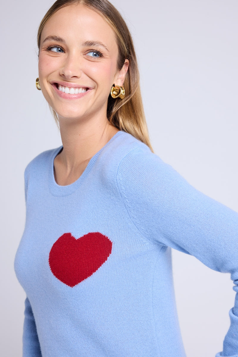 Pull Col Rond Love Heritage Zaphira - Bleu Ciel Rouge
