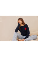 Zaphira Crewneck Sweater - Navy - 100% Recycled Cashmere - Woman