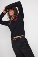 Zaphira Crewneck Sweater - Black - 100% Recycled Cashmere - Woman