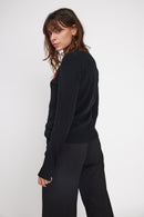 Zaphira Crewneck Sweater - Black - 100% Recycled Cashmere - Woman