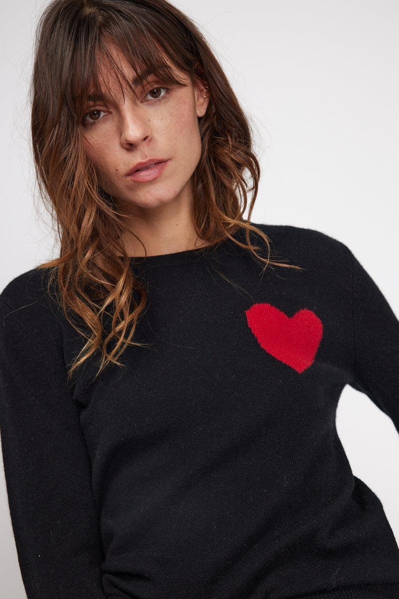 Zaphira Crewneck Sweater - Black - 100% Recycled Cashmere - Woman