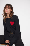 Pull Col Rond Love Heritage Zaphira - Noir Rouge