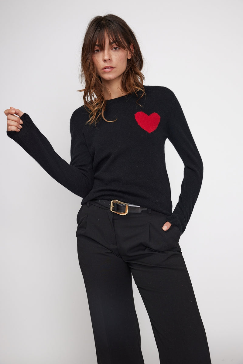 Zaphira Crewneck Sweater - Black - 100% Recycled Cashmere - Woman