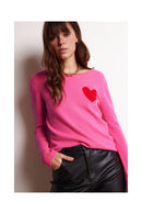 Pull Col Rond Zaphira - Rose Fluo - 100% Cachemire Recyclé - Femme