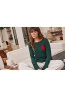 Pull Col Rond Love Heritage Zaphira - Vert Bouteille Rouge