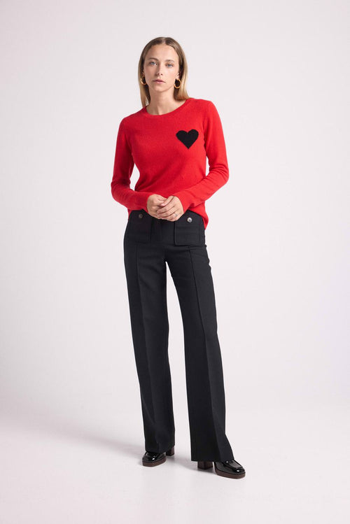 Pull Col Rond Love Heritage Zaphira - Rouge Noir