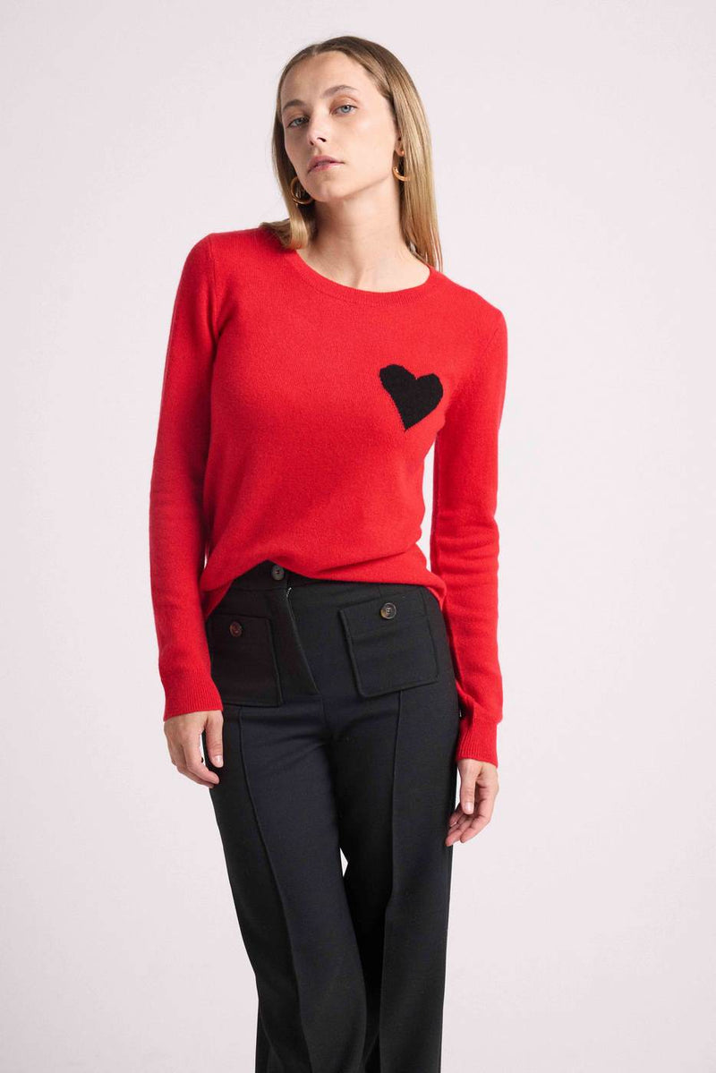 Pull Col Rond Love Heritage Zaphira - Rouge Noir