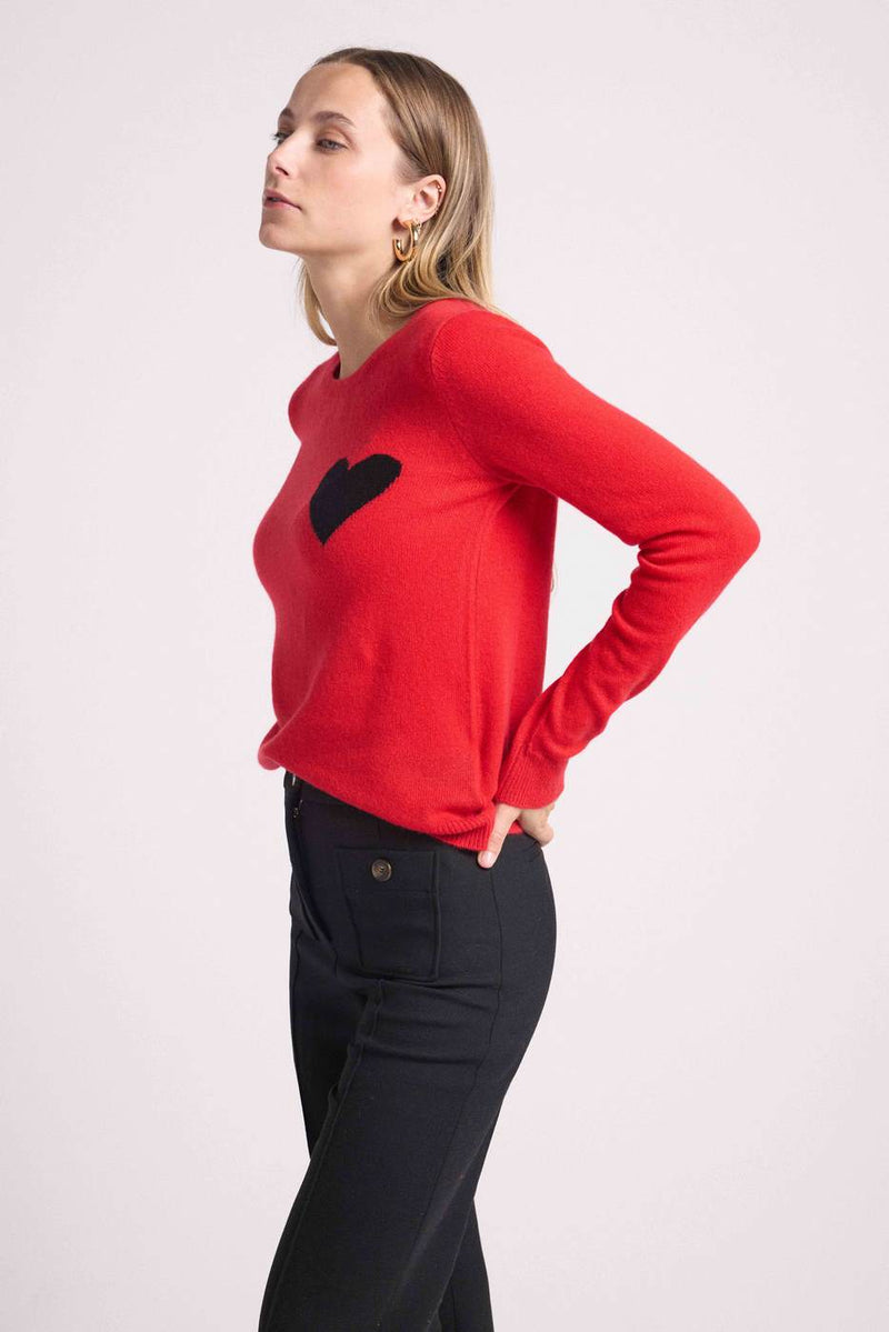 Pull Col Rond Love Heritage Zaphira - Rouge Noir