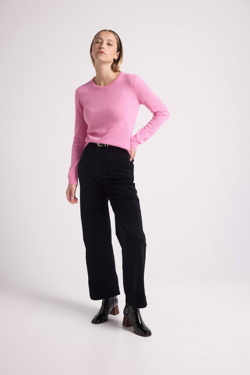 Zara Round Neck Sweater - Pink - 100% Cashmere Oeko-Tex - Woman