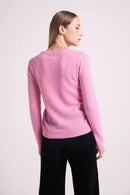 Zara Jersey Cuello Redondo - Rosa - 100% Cachemira Oeko-Tex - Mujer