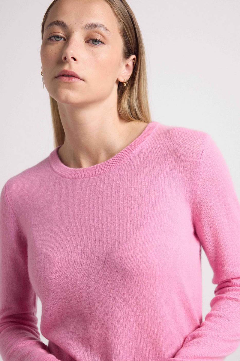 Zara Jersey Cuello Redondo - Rosa - 100% Cachemira Oeko-Tex - Mujer