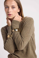 Pull Col Rond Zara - Vert Khaki