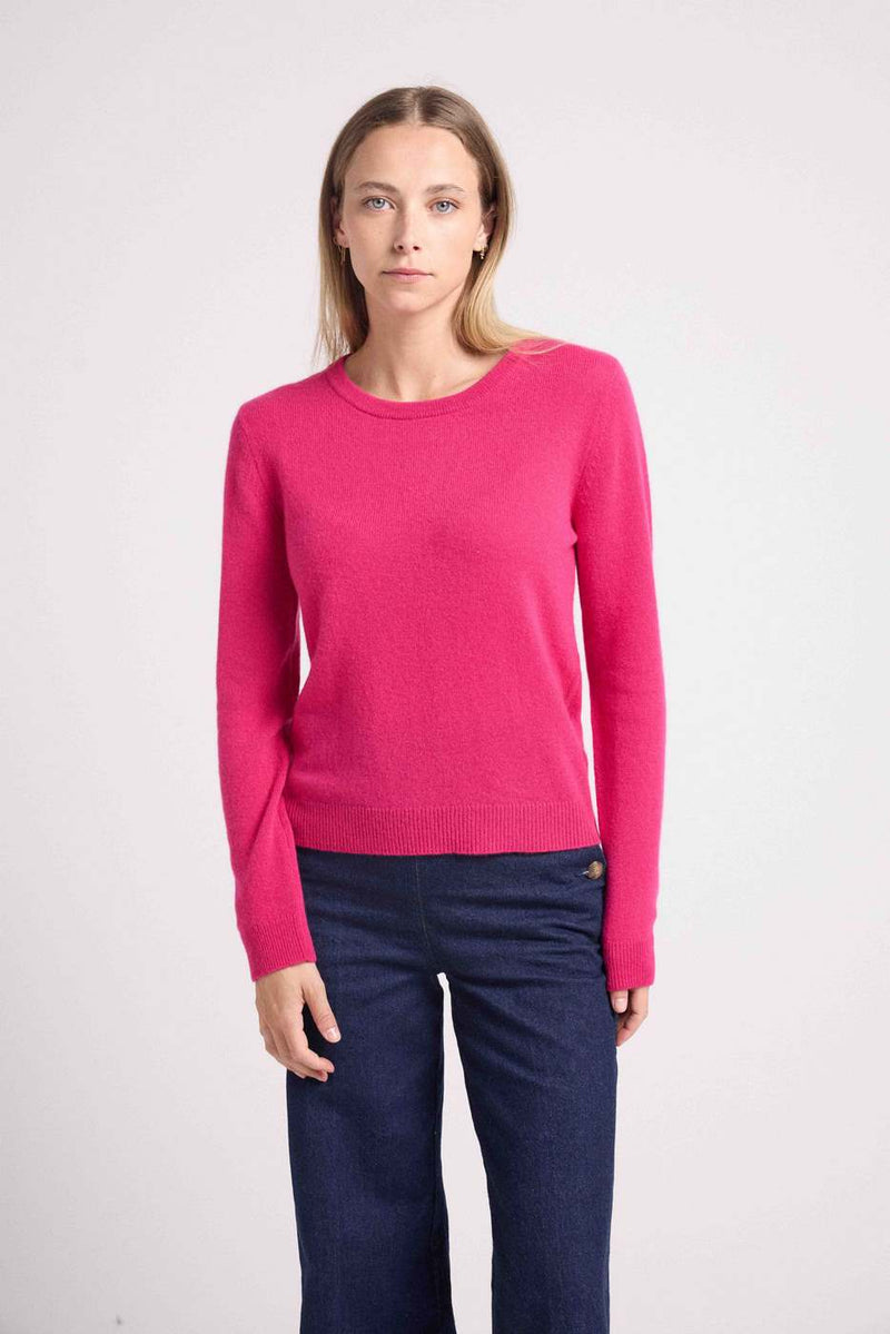 Pull Col Rond Zara - Fuchsia - 100% Cachemire Oeko-Tex - Femme