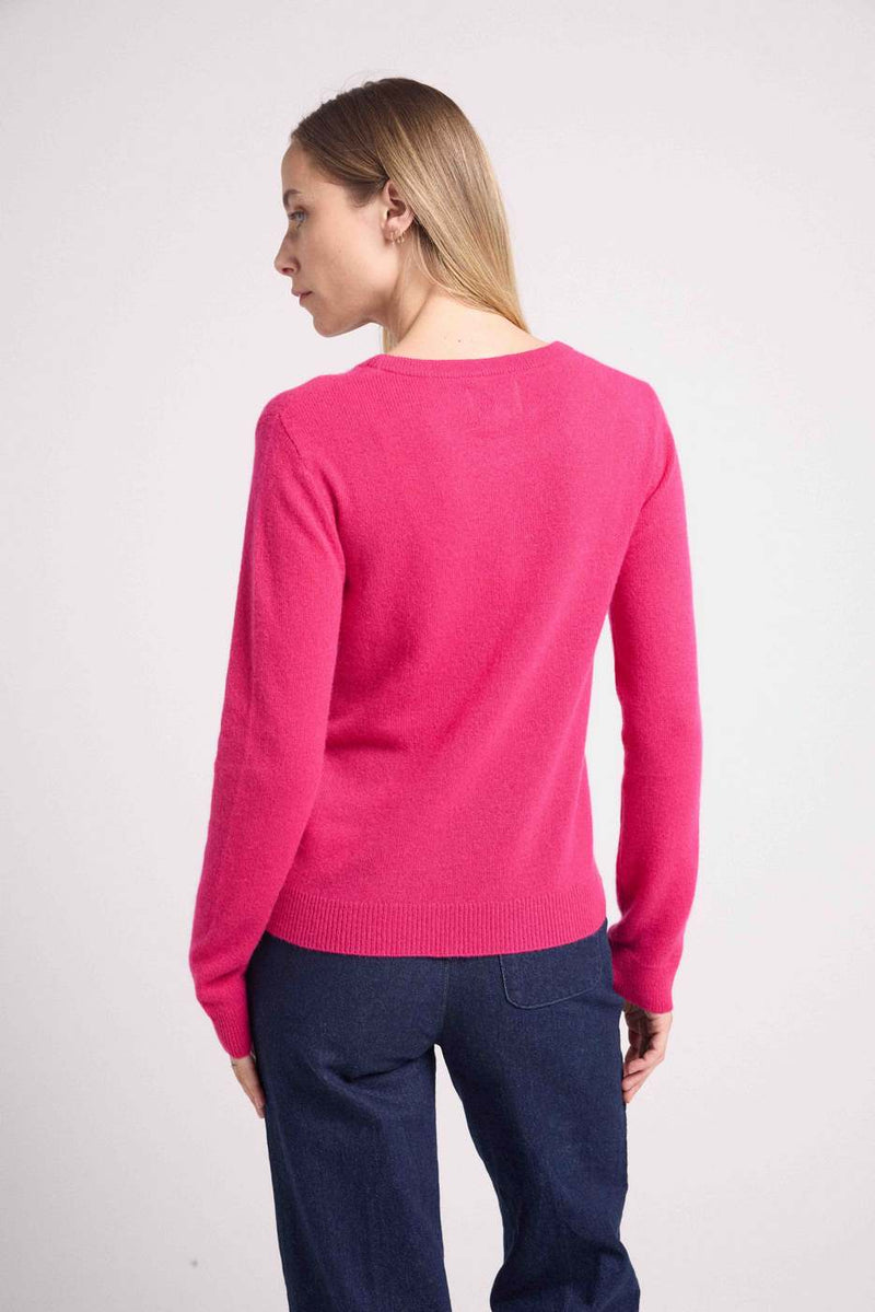 Pull Col Rond Zara - Fuchsia - 100% Cachemire Oeko-Tex - Femme