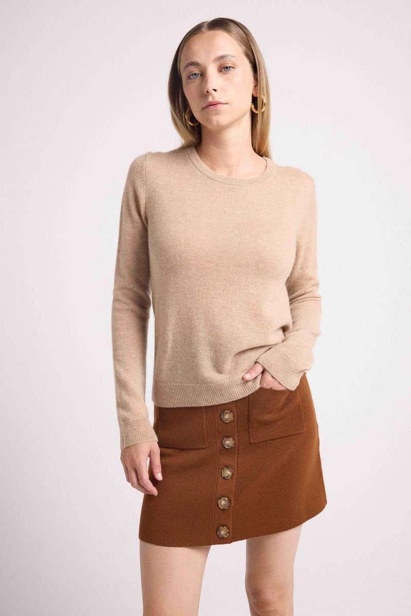 Pull Col Rond Zara - New Beige Creme - 100% Cachemire Oeko-Tex - Femme