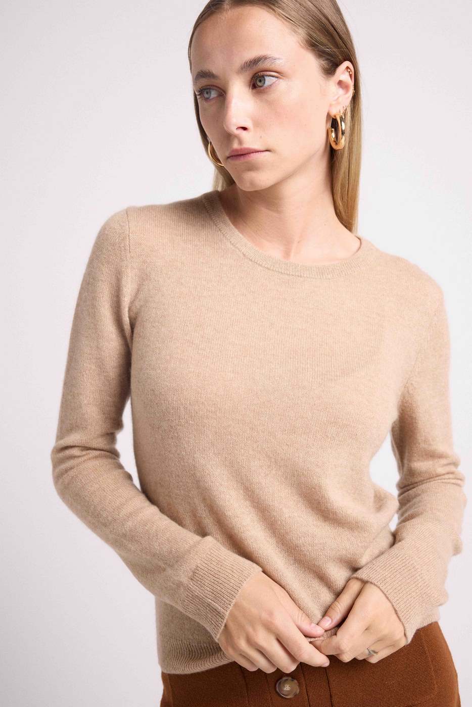 Pull Col Rond Zara - Beige Crème