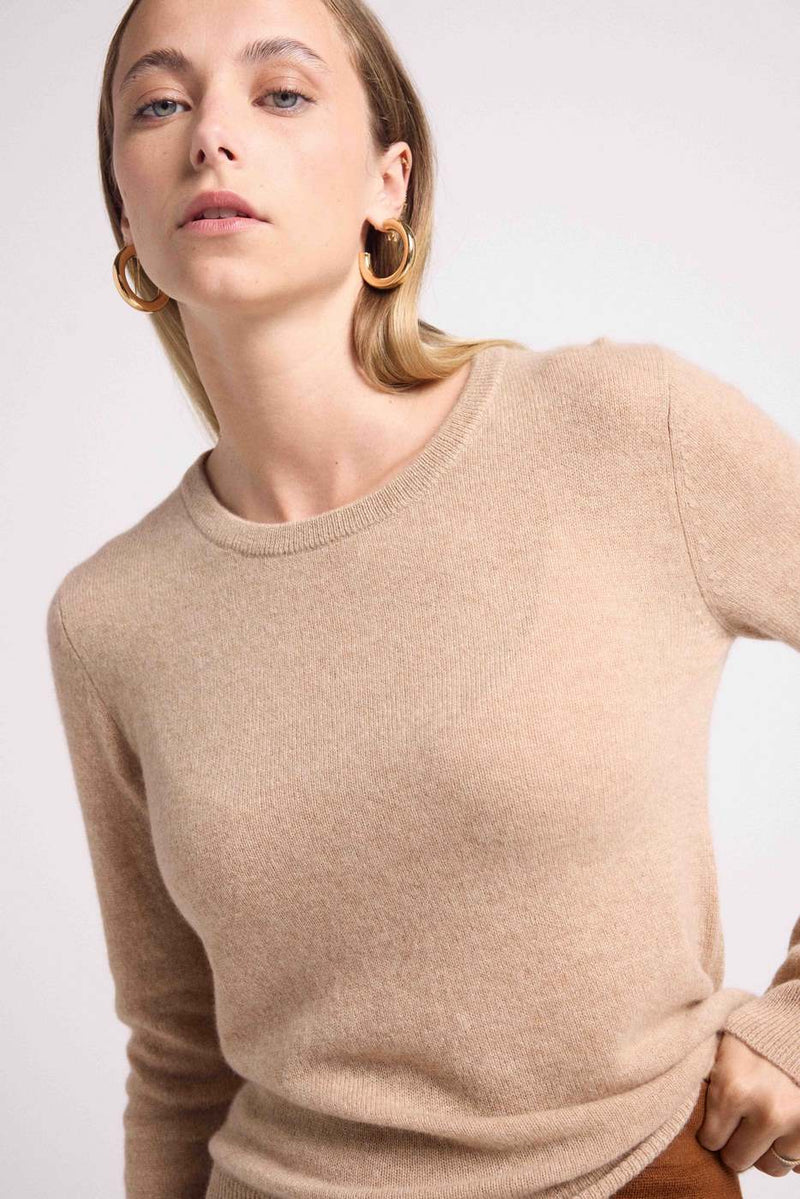 Pull Col Rond Zara - New Beige Creme - 100% Cachemire Oeko-Tex - Femme