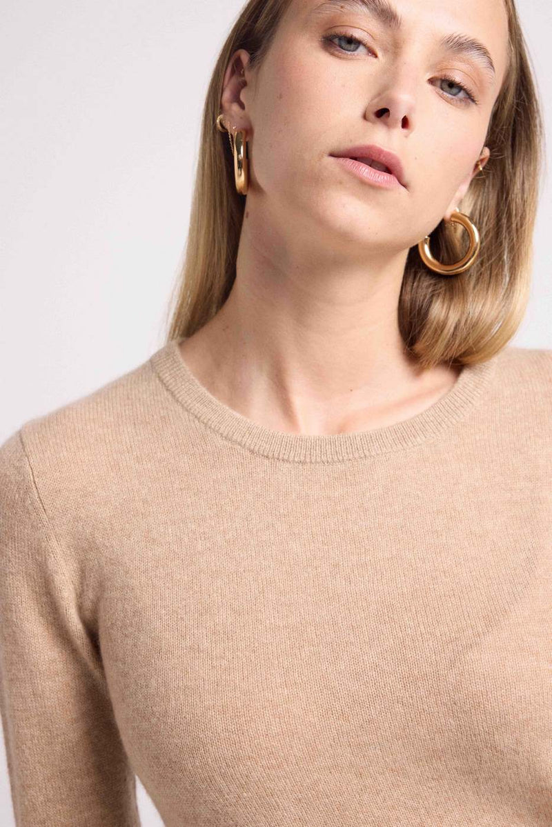 Pull Col Rond Zara - New Beige Creme - 100% Cachemire Oeko-Tex - Femme