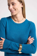 Pull Col Rond Zara - Bleu Peacock - 100% Cachemire Oeko-Tex - Femme