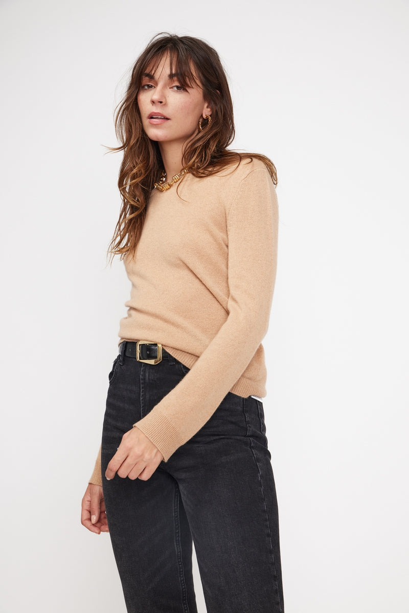 Pull Col Rond Zara - Beige - 100% Cachemire Oeko-Tex - Femme