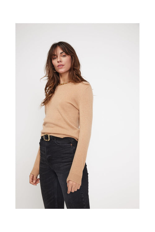 Zara Jersey Cuello Redondo - Beige - 100% Cachemira Oeko-Tex - Mujer