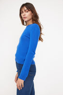 Pull Col Rond Zara - Bleu Flashy - 100% Cachemire Oeko-Tex - Femme